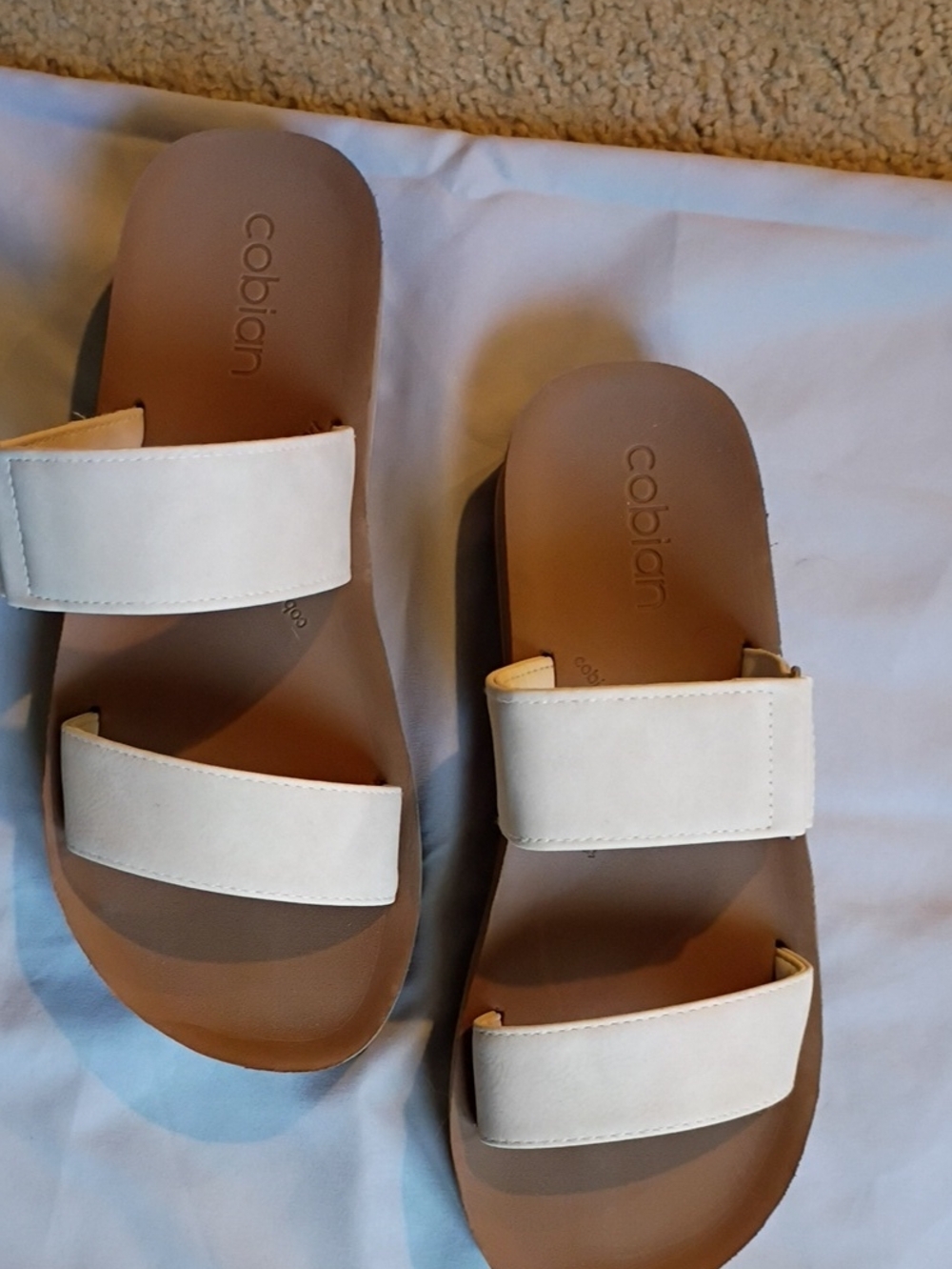Cobian Women's Cream Double-Strap Slide Sandals
